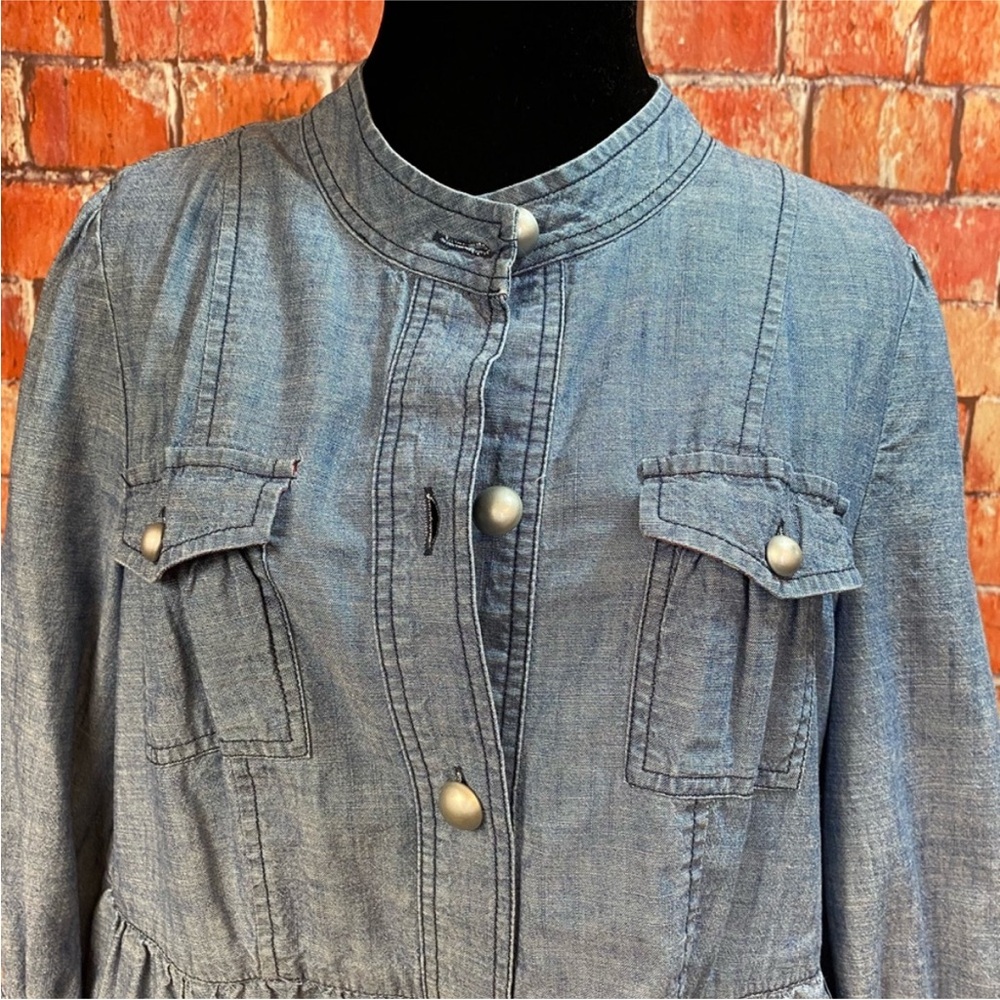 Style‎ & Co Chambray Ruffle Hem Jacket - Picture 4 of 10